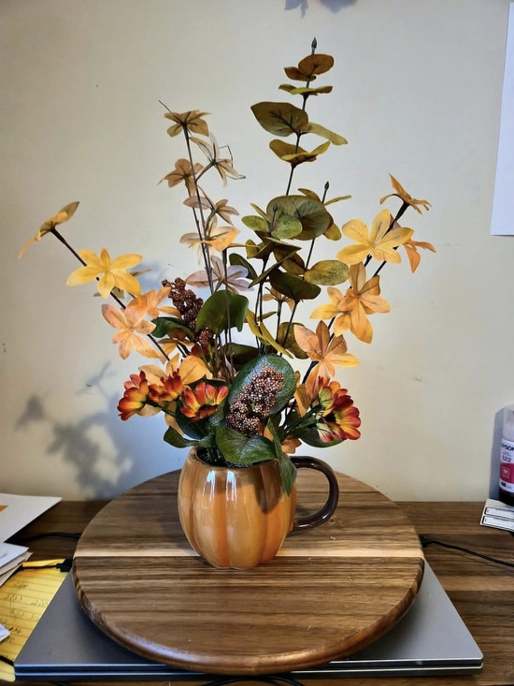 Orange & Green Faux Floral Arrangement